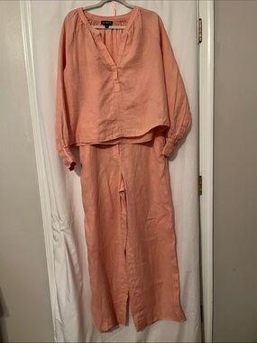 J. Crew Peach Linen blouse and pant set